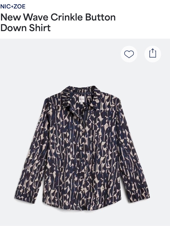 NIC+ZOE Tops - NIC+ZOE Navy & Cream Abstract Crinkle Button-Down Shirt